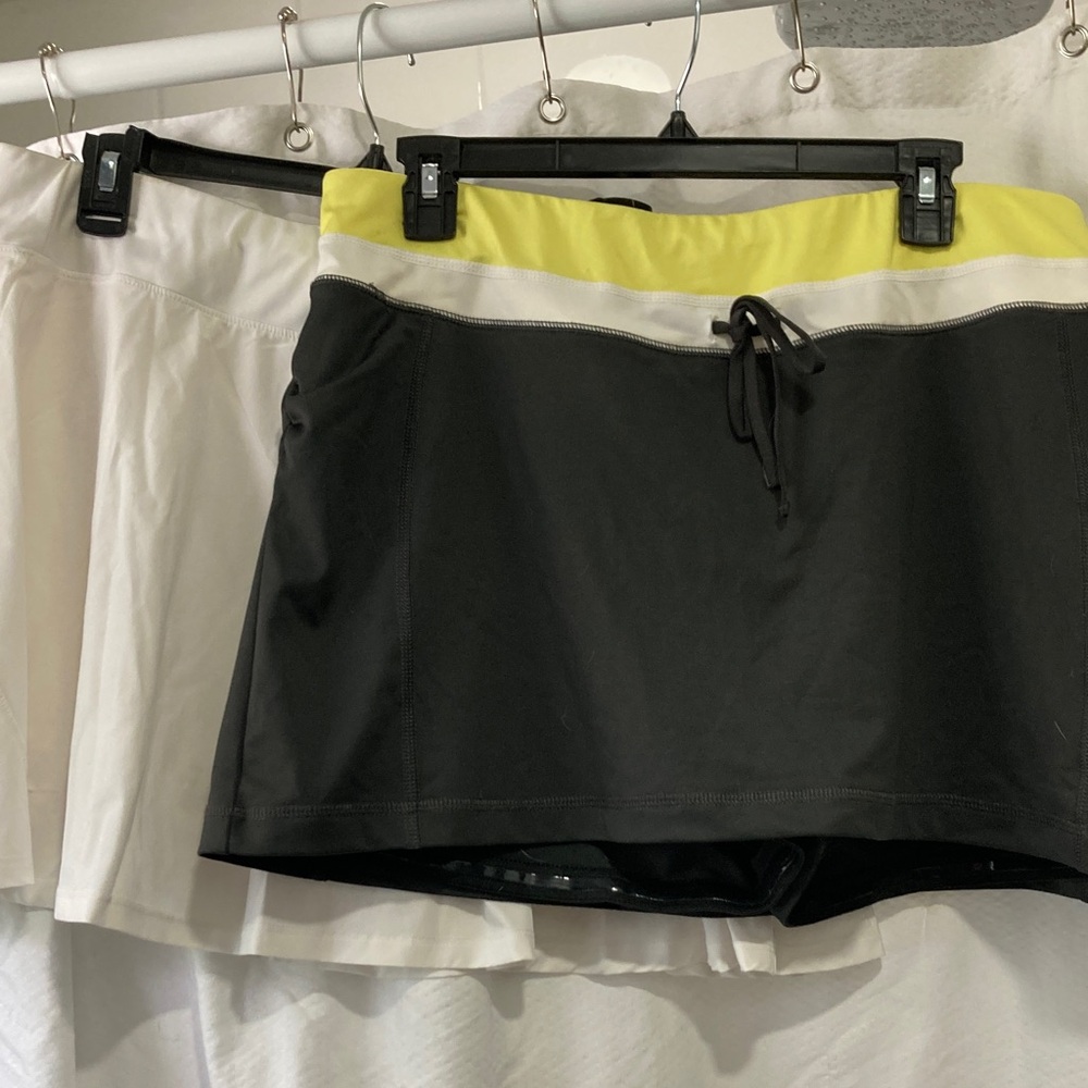 Tek Gear Women's Skorts in Black/yellow and All in Motion white skort